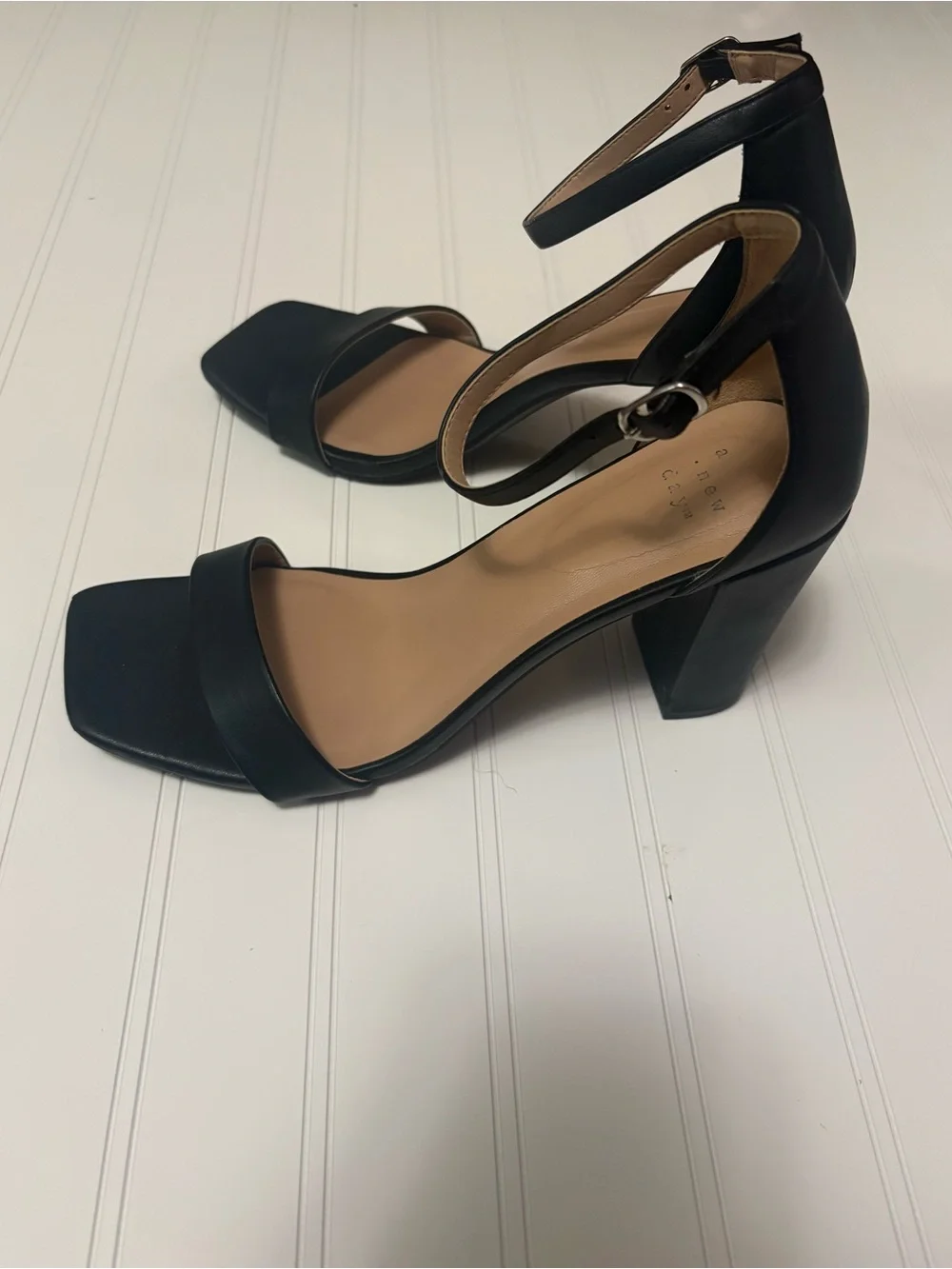 a new day Black Ankle-Strap Block Heel Sandals